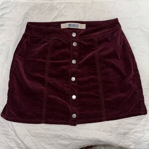 Brandy Melville Women’s Burgundy Corduroy Button Up Mini Skirt S: M
